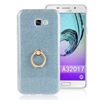 Luxury Soft TPU Glitter Back Ring Cover with 360 Rotate Finger Holder Buckle for Samsung Galaxy A3 2017 A320 - Blue