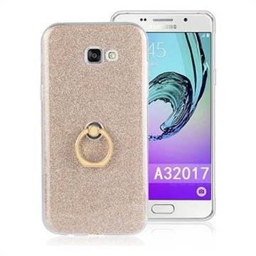 Luxury Soft TPU Glitter Back Ring Cover with 360 Rotate Finger Holder Buckle for Samsung Galaxy A3 2017 A320 - Golden
