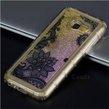 Diagonal Lace Glassy Glitter Quicksand Dynamic Liquid Soft Phone Case for Samsung Galaxy A3 2017 A320