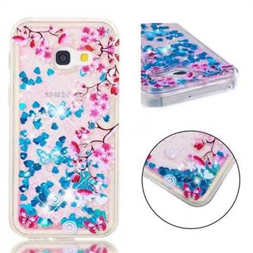Blue Plum Blossom Dynamic Liquid Glitter Quicksand Soft TPU Case for Samsung Galaxy A3 2017 A320