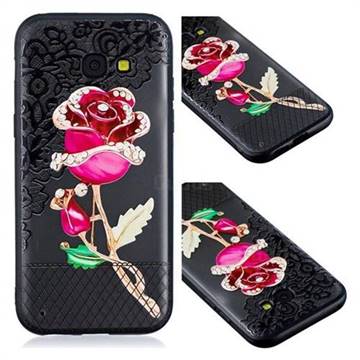 Rose Lace Diamond Flower Soft TPU Back Cover for Samsung Galaxy A3 2017 A320