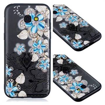 Lilac Lace Diamond Flower Soft TPU Back Cover for Samsung Galaxy A3 2017 A320