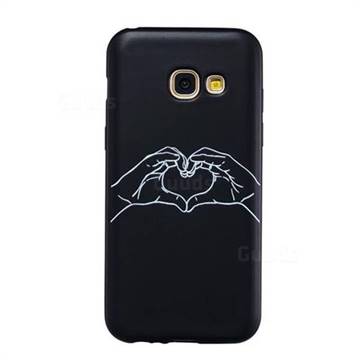 Heart Hand Stick Figure Matte Black TPU Phone Cover for Samsung Galaxy A3 2017 A320