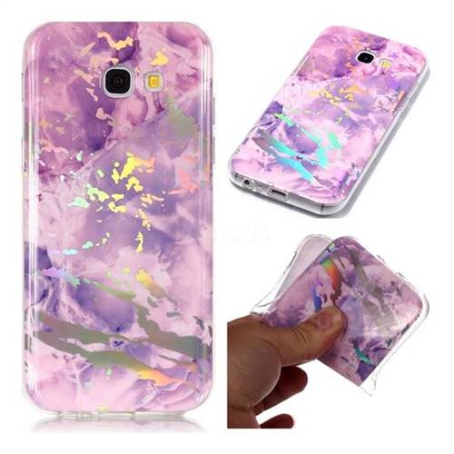 Purple Marble Pattern Bright Color Laser Soft TPU Case for Samsung Galaxy A3 2017 A320