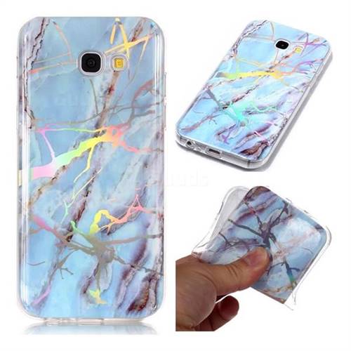 Light Blue Marble Pattern Bright Color Laser Soft TPU Case for Samsung Galaxy A3 2017 A320