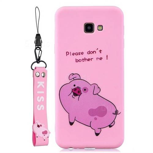 Pink Cute Pig Soft Kiss Candy Hand Strap Silicone Case for Samsung Galaxy A3 2017 A320
