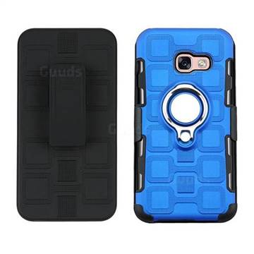 3 in 1 PC + Silicone Leather Phone Case for Samsung Galaxy A3 2017 A320 - Dark Blue