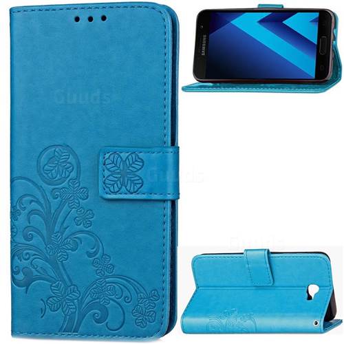 Embossing Imprint Four-Leaf Clover Leather Wallet Case for Samsung Galaxy A3 2017 A320 - Blue