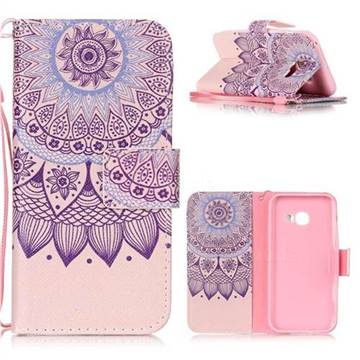 Purple Sunflower Leather Wallet Phone Case for Samsung Galaxy A3 2017 A320