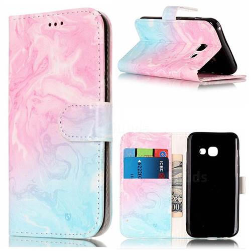 Pink Green Marble PU Leather Wallet Case for Samsung Galaxy A3 2017 A320
