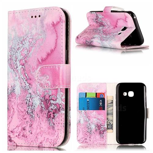 Pink Seawater PU Leather Wallet Case for Samsung Galaxy A3 2017 A320