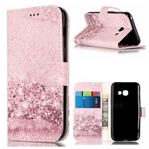 Glittering Rose Gold PU Leather Wallet Case for Samsung Galaxy A3 2017 A320