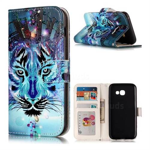 Ice Wolf 3D Relief Oil PU Leather Wallet Case for Samsung Galaxy A3 2017 A320
