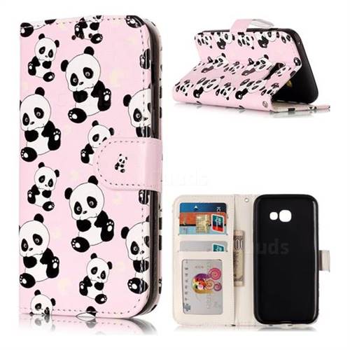 Cute Panda 3D Relief Oil PU Leather Wallet Case for Samsung Galaxy A3 2017 A320