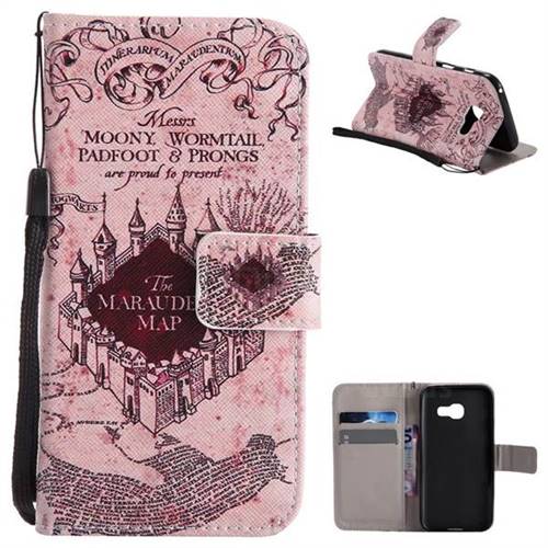 Castle The Marauders Map PU Leather Wallet Case for Samsung Galaxy A3 2017 A320
