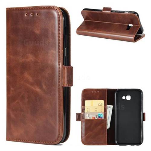 Luxury Crazy Horse PU Leather Wallet Case for Samsung Galaxy A3 2017 A320 - Coffee