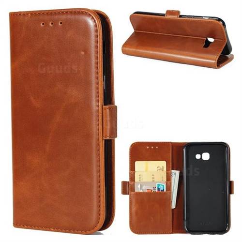 Luxury Crazy Horse PU Leather Wallet Case for Samsung Galaxy A3 2017 A320 - Brown