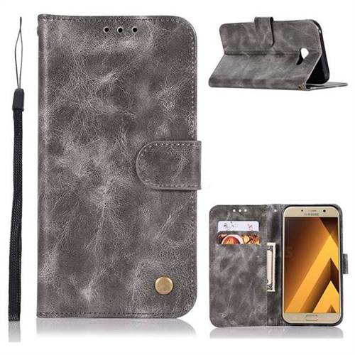 Luxury Retro Leather Wallet Case for Samsung Galaxy A3 2017 A320 - Gray