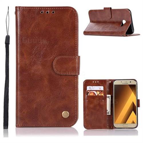 Luxury Retro Leather Wallet Case for Samsung Galaxy A3 2017 A320 - Brown