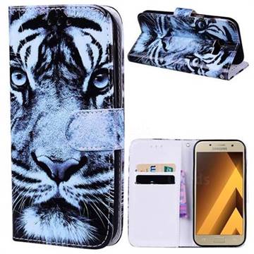 Snow Tiger 3D Relief Oil PU Leather Wallet Case for Samsung Galaxy A3 2017 A320