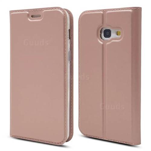 Ultra Slim Card Magnetic Automatic Suction Leather Wallet Case for Samsung Galaxy A3 2017 A320 - Rose Gold