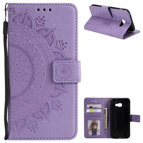 Intricate Embossing Datura Leather Wallet Case for Samsung Galaxy A3 2017 A320 - Purple