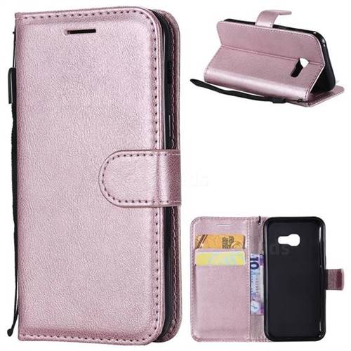 Retro Greek Classic Smooth PU Leather Wallet Phone Case for Samsung Galaxy A3 2017 A320 - Rose Gold