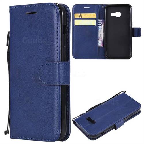 Retro Greek Classic Smooth PU Leather Wallet Phone Case for Samsung Galaxy A3 2017 A320 - Blue