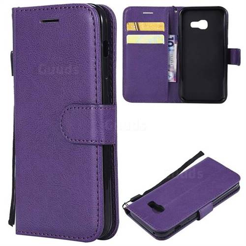 Retro Greek Classic Smooth PU Leather Wallet Phone Case for Samsung Galaxy A3 2017 A320 - Purple