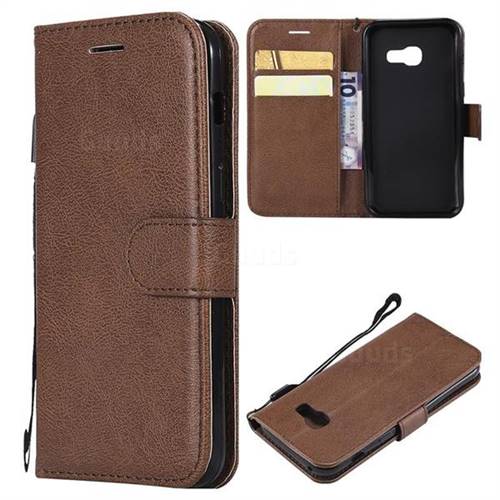 Retro Greek Classic Smooth PU Leather Wallet Phone Case for Samsung Galaxy A3 2017 A320 - Brown