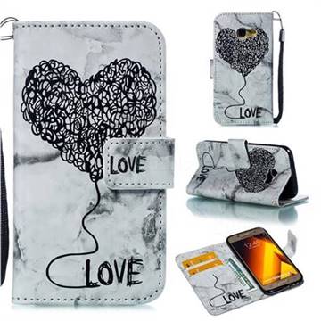 Marble Heart PU Leather Wallet Phone Case for Samsung Galaxy A3 2017 A320 - Black