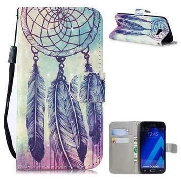 Feather Wind Chimes 3D Painted Leather Wallet Phone Case for Samsung Galaxy A3 2017 A320