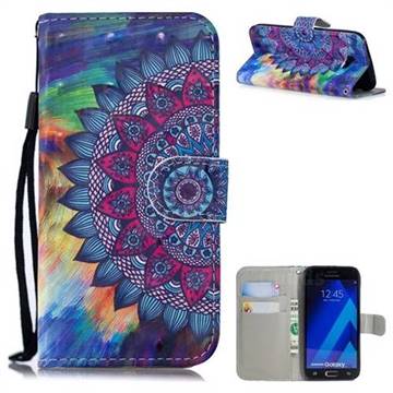 Oil Painting Mandala 3D Painted Leather Wallet Phone Case for Samsung Galaxy A3 2017 A320