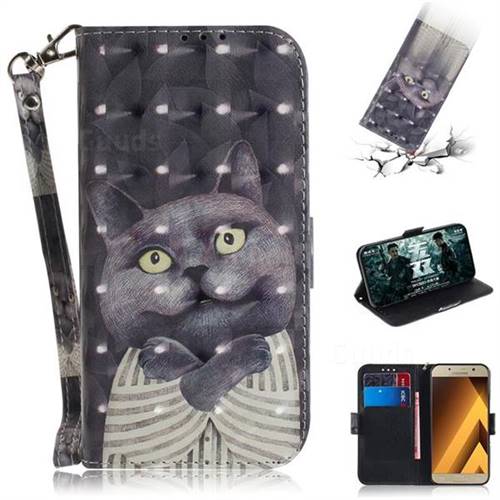 Cat Embrace 3D Painted Leather Wallet Phone Case for Samsung Galaxy A3 2017 A320