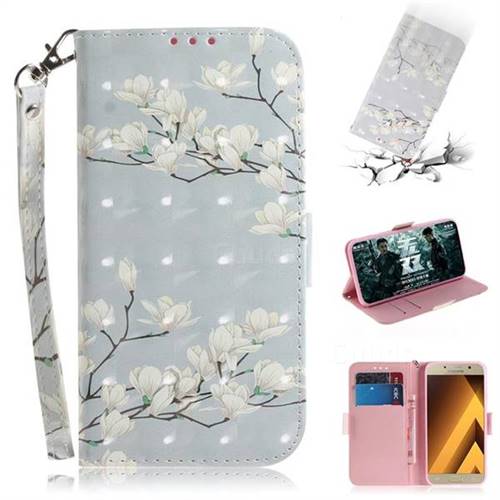 Magnolia Flower 3D Painted Leather Wallet Phone Case for Samsung Galaxy A3 2017 A320