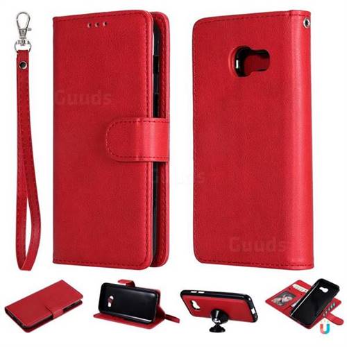 Retro Greek Detachable Magnetic PU Leather Wallet Phone Case for Samsung Galaxy A3 2017 A320 - Red