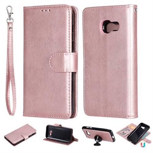 Retro Greek Detachable Magnetic PU Leather Wallet Phone Case for Samsung Galaxy A3 2017 A320 - Rose Gold