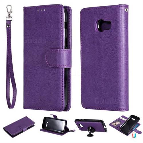 Retro Greek Detachable Magnetic PU Leather Wallet Phone Case for Samsung Galaxy A3 2017 A320 - Purple