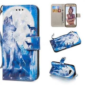 Ice Wolf 3D Painted Leather Wallet Phone Case for Samsung Galaxy A3 2017 A320