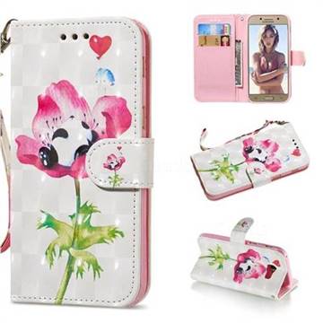 Flower Panda 3D Painted Leather Wallet Phone Case for Samsung Galaxy A3 2017 A320