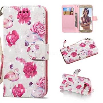 Flamingo 3D Painted Leather Wallet Phone Case for Samsung Galaxy A3 2017 A320