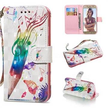 Music Pen 3D Painted Leather Wallet Phone Case for Samsung Galaxy A3 2017 A320