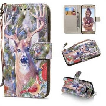 Elk Deer 3D Painted Leather Wallet Phone Case for Samsung Galaxy A3 2017 A320