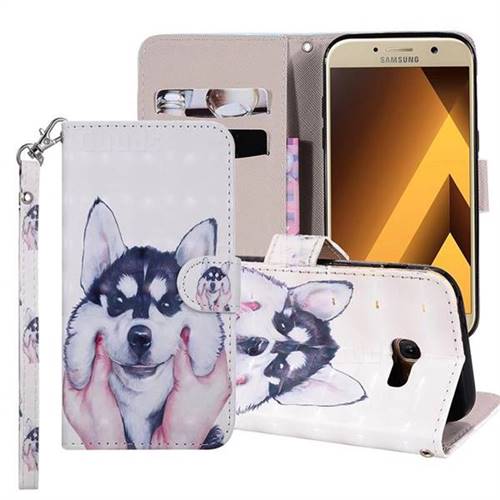 Husky Dog 3D Painted Leather Phone Wallet Case Cover for Samsung Galaxy A3 2017 A320