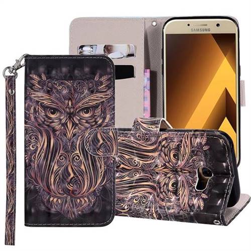 Tribal Owl 3D Painted Leather Phone Wallet Case Cover for Samsung Galaxy A3 2017 A320