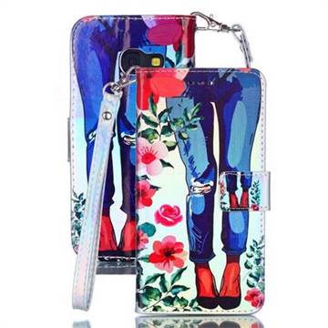 Jeans Flower Blue Ray Light PU Leather Wallet Case for Samsung Galaxy A3 2017 A320