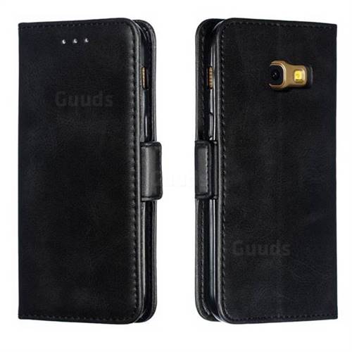 Retro Classic Calf Pattern Leather Wallet Phone Case for Samsung Galaxy A3 2017 A320 - Black