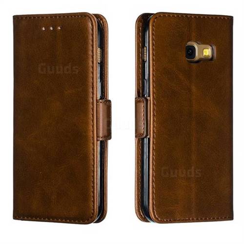 Retro Classic Calf Pattern Leather Wallet Phone Case for Samsung Galaxy A3 2017 A320 - Brown