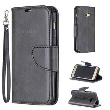 Classic Sheepskin PU Leather Phone Wallet Case for Samsung Galaxy A3 2017 A320 - Black