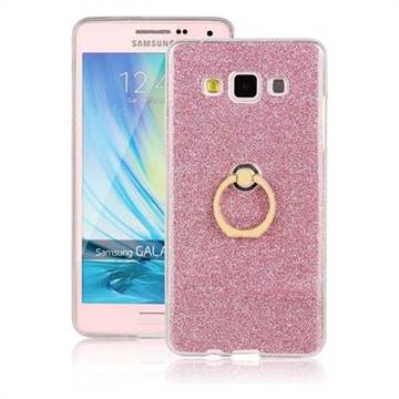 Luxury Soft TPU Glitter Back Ring Cover with 360 Rotate Finger Holder Buckle for Samsung Galaxy A5 2015 A500 - Pink
